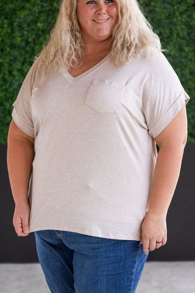 IN STOCK Sierra Pocket Top - Oatmeal FINAL SALE