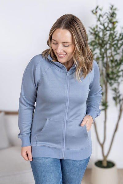 IN STOCK Scuba FullZip Hoodie - Dusty Blue