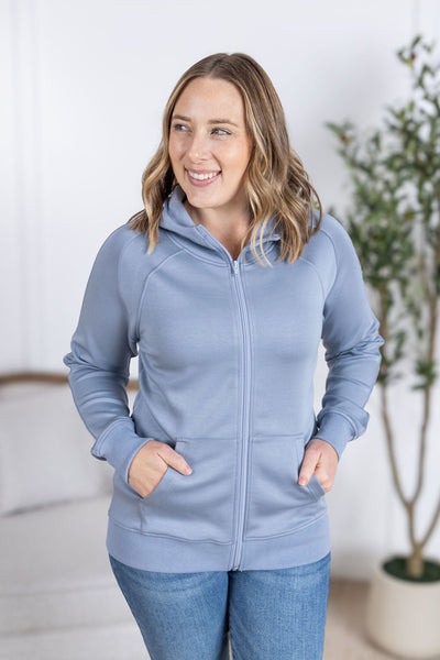 IN STOCK Scuba FullZip Hoodie - Dusty Blue