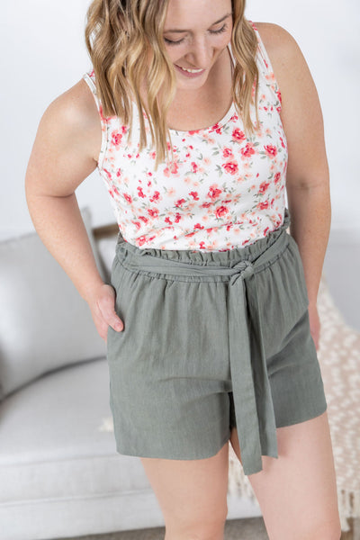 IN STOCK Libby Linen Shorts - Olive FINAL SALE