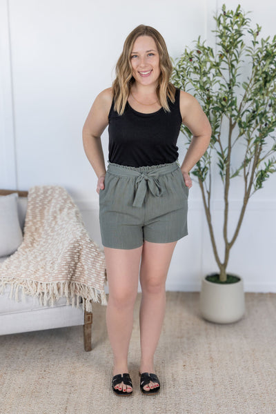 IN STOCK Libby Linen Shorts - Olive FINAL SALE
