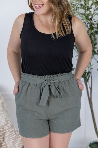 IN STOCK Libby Linen Shorts - Olive FINAL SALE