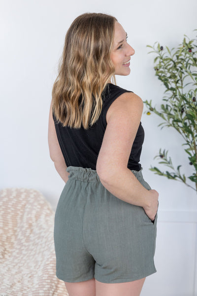 IN STOCK Libby Linen Shorts - Olive FINAL SALE