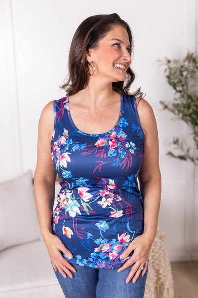 IN STOCK Luxe Crew Tank - Navy Floral Bliss FINAL SALE