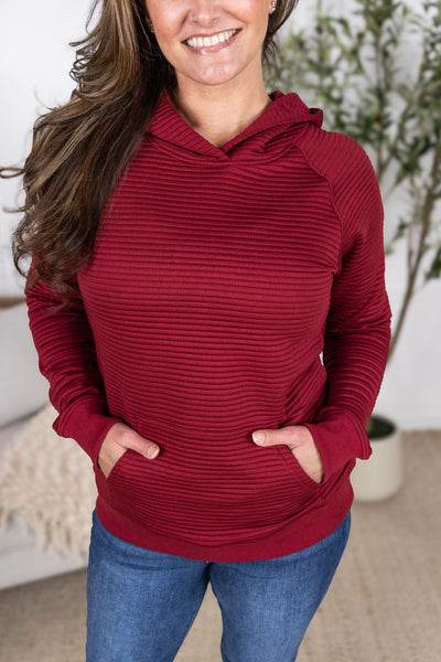IN STOCK Tatum Textured Pullover Hoodie - Burgundy