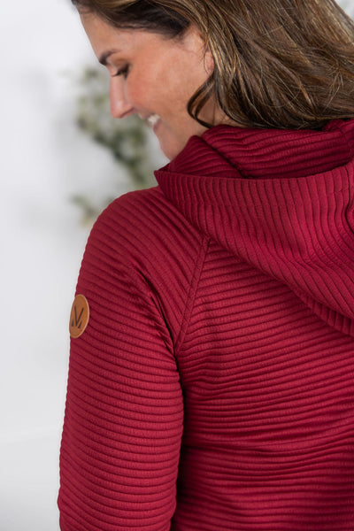 IN STOCK Tatum Textured Pullover Hoodie - Burgundy