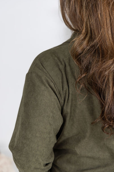 IN STOCK Lightweight Corduroy Button Down - Olive