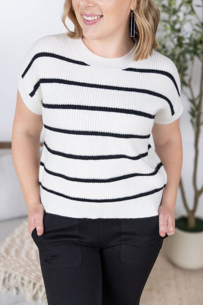 IN STOCK Striped Sweater Top - Ivory