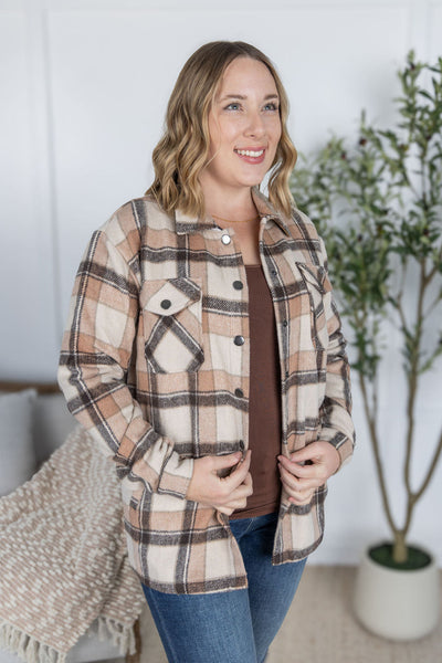 IN STOCK Norah Plaid Shacket - Beige Mix Plaid