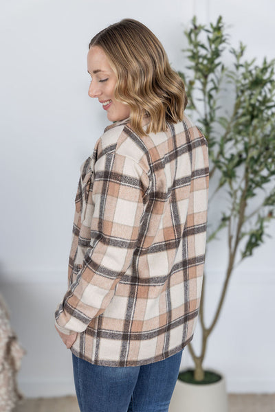 IN STOCK Norah Plaid Shacket - Beige Mix Plaid