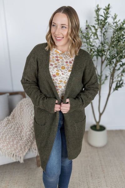 IN STOCK Madison Cozy Cardigan - Dark Olive