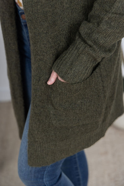 IN STOCK Madison Cozy Cardigan - Dark Olive