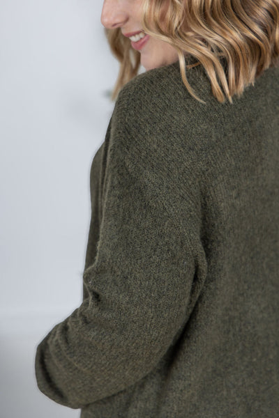 IN STOCK Madison Cozy Cardigan - Dark Olive