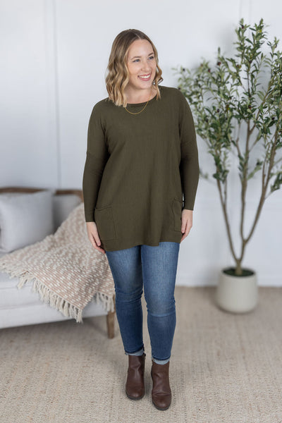 IN STOCK Naomi Pocket Sweater - Olive