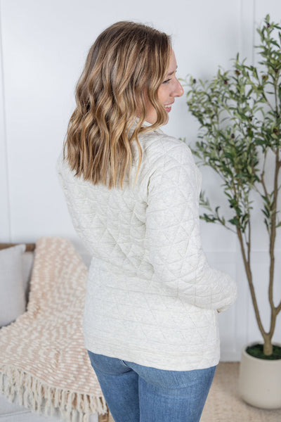 IN STOCK Geometric Button Snap Pullover - Oatmeal