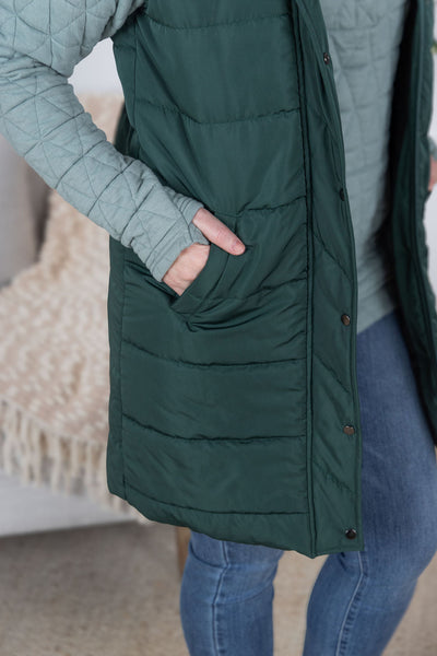 IN STOCK Harlow Long Vest - Hunter Green