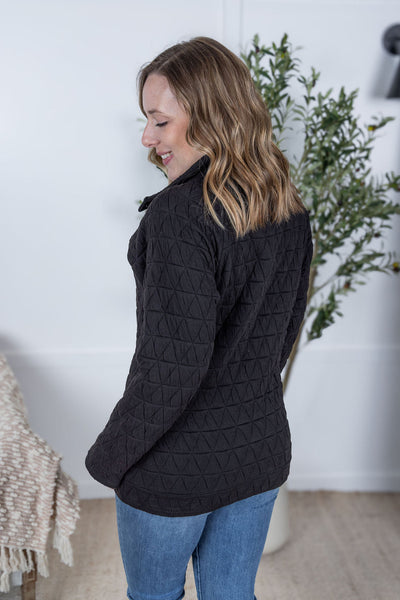 IN STOCK Geometric Button Snap Pullover - Black