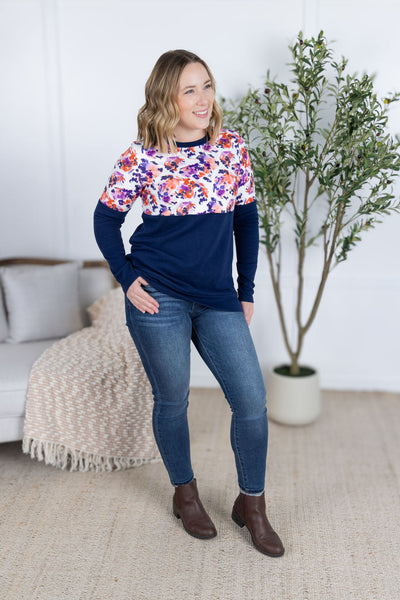 IN STOCK Natalie Pullover - Autumn Purple Abstract and Navy