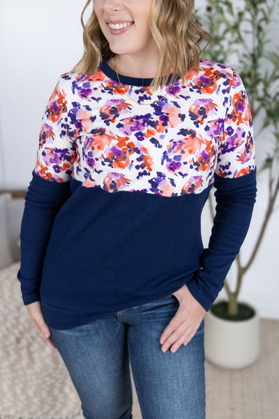 IN STOCK Natalie Pullover - Autumn Purple Abstract and Navy