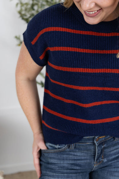 IN STOCK Striped Sweater Top - Navy FINAL SALE