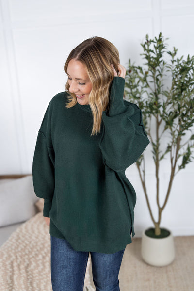 IN STOCK Aurora Cozy Sweater - Hunter Green