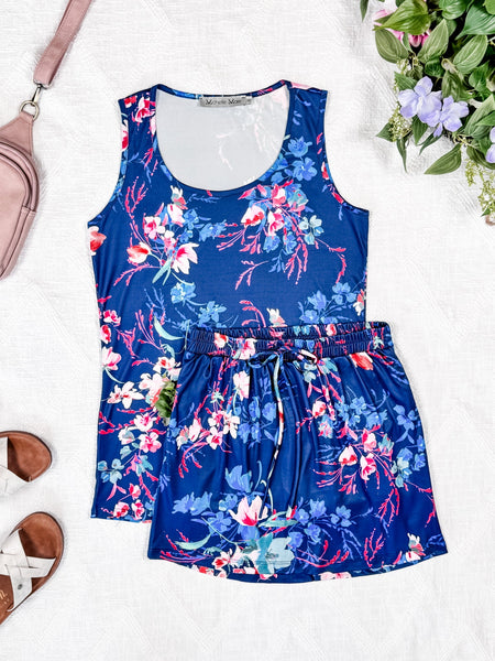 IN STOCK Luxe Crew Tank - Navy Floral Bliss FINAL SALE