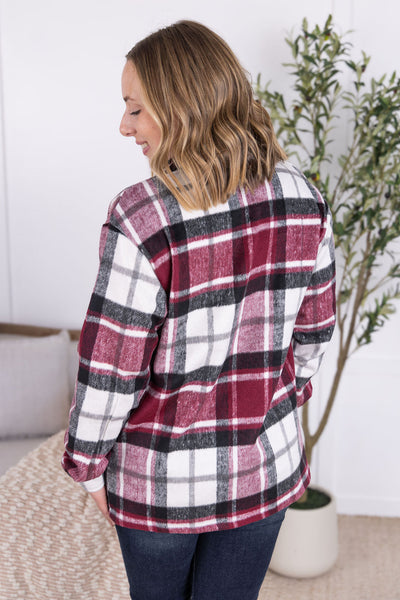 IN STOCK Norah Plaid Shacket - Merlot Mix