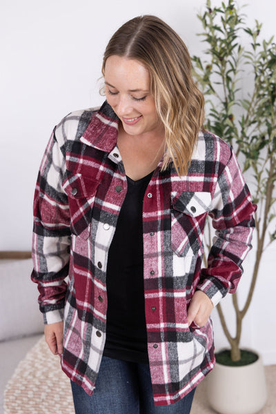 IN STOCK Norah Plaid Shacket - Merlot Mix