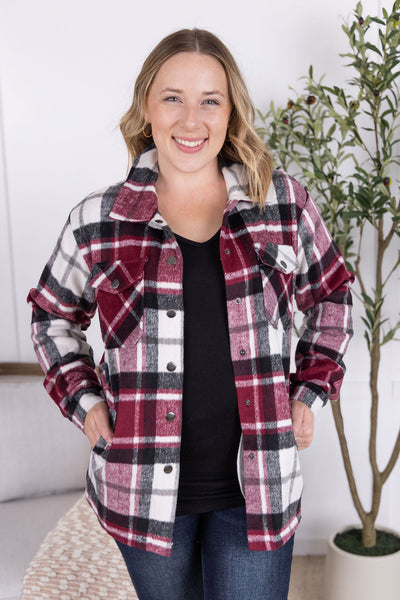 IN STOCK Norah Plaid Shacket - Merlot Mix