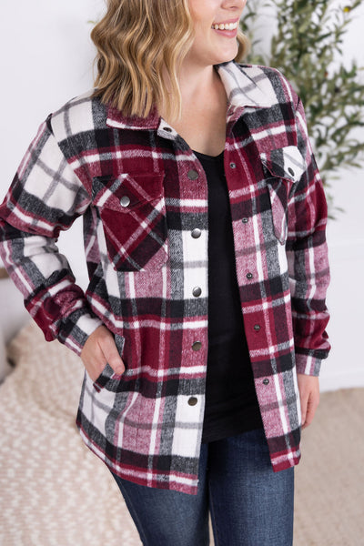 IN STOCK Norah Plaid Shacket - Merlot Mix