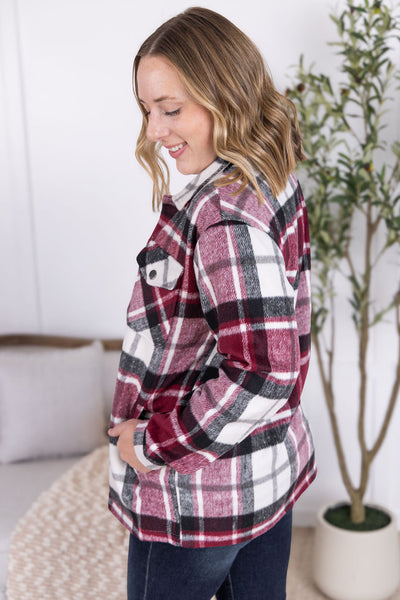 IN STOCK Norah Plaid Shacket - Merlot Mix