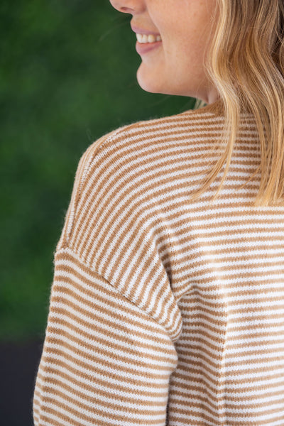 IN STOCK Miley Striped Sweater - Latte