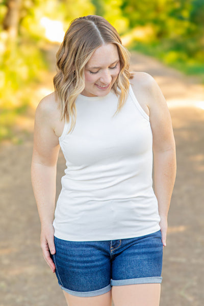 IN STOCK Tara Ribbed Tank - White FINAL SALE