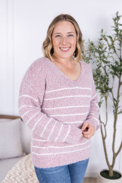 IN STOCK Cozy Striped Sweater - Mauve