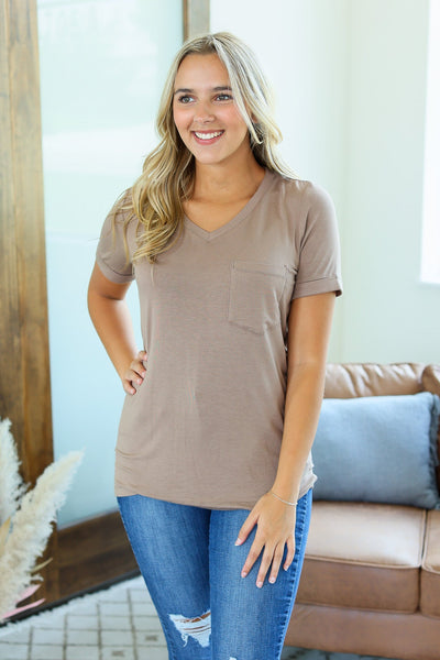 Sophie Pocket Tee - Mocha