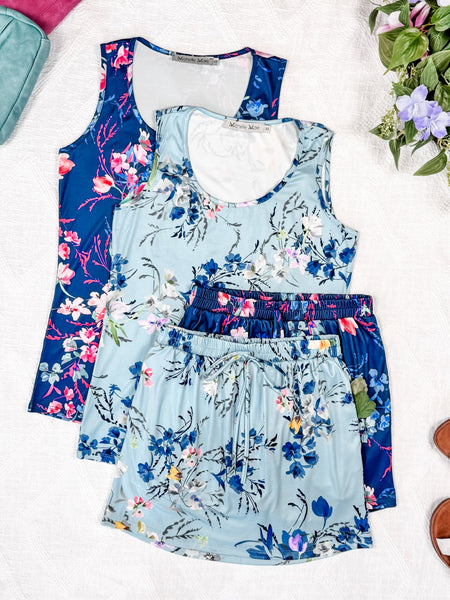 IN STOCK Luxe Crew Tank - Navy Floral Bliss FINAL SALE