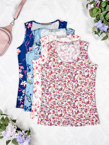 IN STOCK Luxe Crew Tank - Navy Floral Bliss FINAL SALE