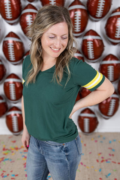 IN STOCK GameDay Tessa Short Sleeve Top - Green Bay