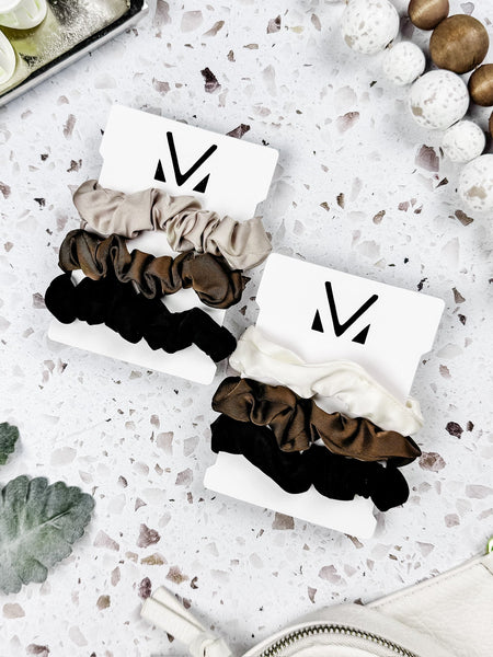 IN STOCK Satin Neutral Trio Scrunchies FINAL SALE