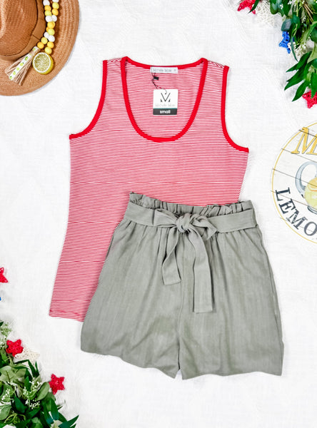 IN STOCK Libby Linen Shorts - Olive FINAL SALE