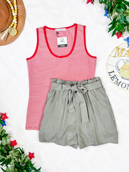 IN STOCK Libby Linen Shorts - Olive FINAL SALE