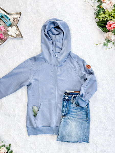IN STOCK Scuba FullZip Hoodie - Dusty Blue