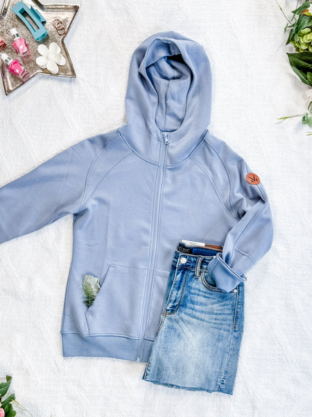 IN STOCK Scuba FullZip Hoodie - Dusty Blue