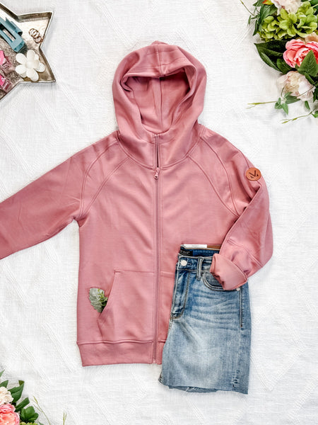IN STOCK Scuba FullZip Hoodie - Rose