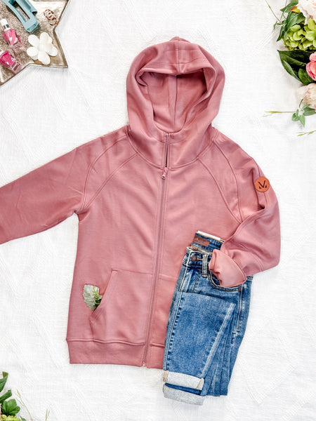 IN STOCK Scuba FullZip Hoodie - Rose