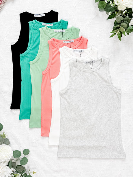 IN STOCK Tara Ribbed Tank - Heathered Grey FINAL SALE