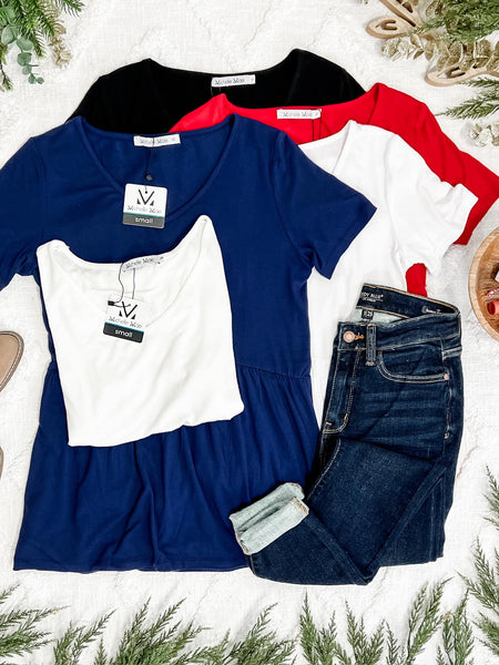 IN STOCK Sarah Ruffle Short Sleeve - Black