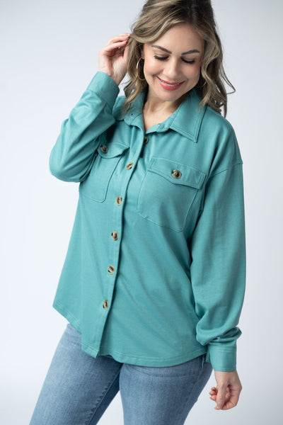 IN STOCK Brenna Button Down Top - Teal