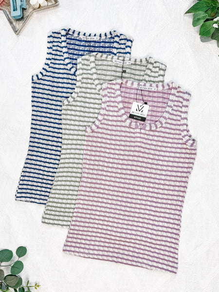 IN STOCK Stella Striped Tank - Sage