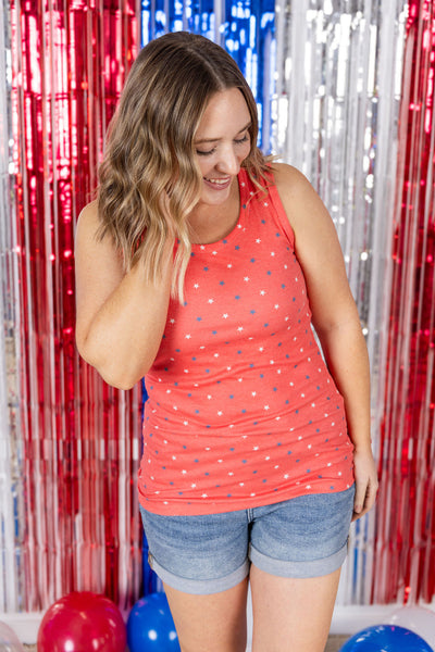 IN STOCK Ava Tank - Red Freedom Stars FINAL SALE